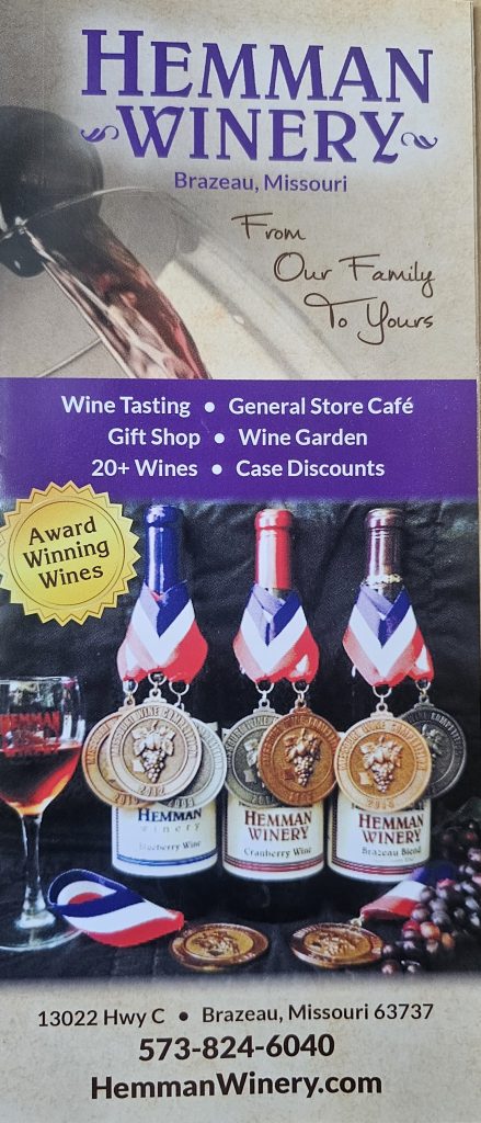 Hemman Winery brochure- front, hesgonegrapes